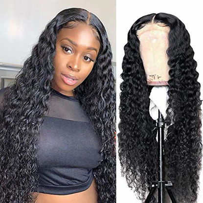 Picture of UpgradeU Lace Front Wigs Human Hair Pre Plucked 13x4 Brazilian Water Wave Lace Front Human Hair Wigs for Black Women 150% Density (20")