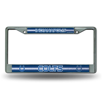 Picture of NFL Rico Industries Bling Chrome License Plate Frame with Glitter Accent, Indianapolis Colts