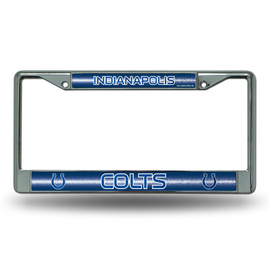 Picture of NFL Rico Industries Bling Chrome License Plate Frame with Glitter Accent, Indianapolis Colts