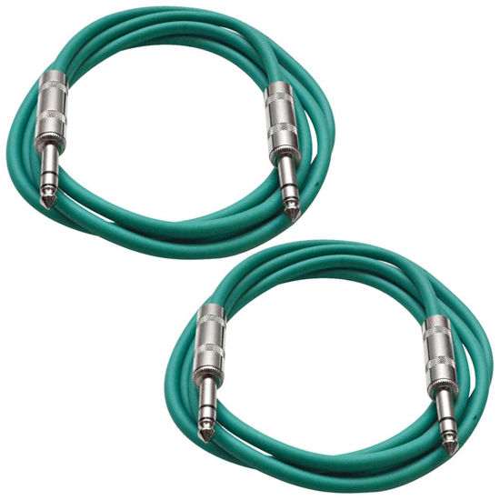 Picture of SEISMIC AUDIO - SATRX-6-2 Pack of 6' 1/4" TRS Male to 1/4" TRS Male Patch Cables - Balanced - 6 Foot Patch Cord - Green and Green