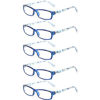 Picture of Kerecsen Reading Glasses 5 Pairs Fashion Ladies Readers Spring Hinge with Pattern Print Eyeglasses for Women (5 Pack Blue, 4.0)