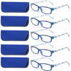 Picture of Kerecsen Reading Glasses 5 Pairs Fashion Ladies Readers Spring Hinge with Pattern Print Eyeglasses for Women (5 Pack Blue, 4.0)