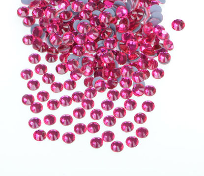 Picture of QOGIR 2000 Pieces SS20 Fuchsia Hotfix Rhinestones for Crafts Clothes Nail Art Diamantes Flatback 4mm Glass Gems Rhinestone