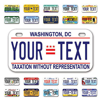 Picture of InkMyPlate Personalized Washington DC Mini License Plate | Choose from 50 States | Bike 6x3 inch | Custom License Plate for Kids P 6inchX3inch