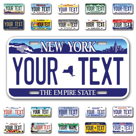 Picture of InkMyPlate Personalized New York Empire Car License Plate | Choose from All 50 Sates | 6x12 Inch | Custom New York License Plate for Front of Car | Personalized Custom Car Tags | USA .040 Aluminum