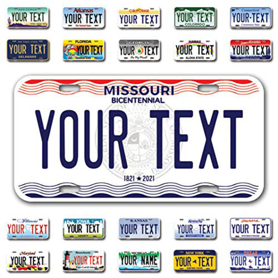 Picture of InkMyPlate Personalized Missouri Car License Plate | Choose from All 50 Sates | 6x12 Inch | Custom Missouri License Plate for Front of Car | Personalized Custom Car Tags | Made USA 040 Aluminum