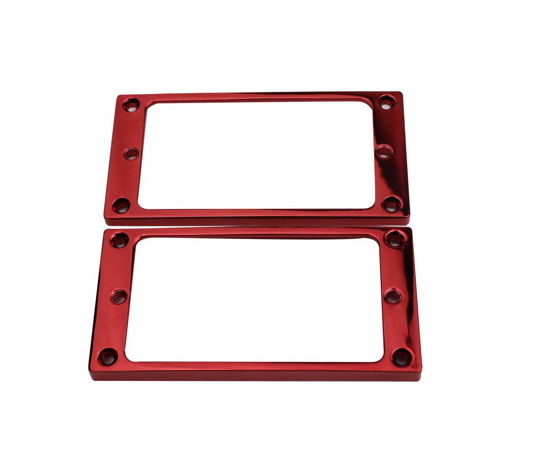 Picture of Guyker Flat Metal Humbucker Pickup Mounting Ring Set - Bridge Neck Pickups Cover Frame Replacement Part for Electric Guitar or Precision Bass(2PCS, Rose Red)