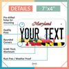 Picture of InkMyPlate Personalized Maryland Mini License Plate | Choose from 50 States | Moto 7x4 | Custom License Plate for Kids Power Wheels | Golf Cart, Motorcycle, Wagons, Moped ATV | Aluminum Made USA