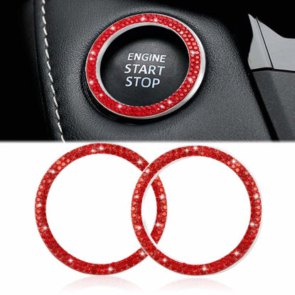 Picture of WINKA Car Engine Button Accessories Interior Decoration Rhinestone Car Decorations Sticker Red 2pcs