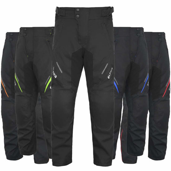 Picture of All Season Motorcycle Pants Men Motocross Offroad Overpants Touring Adventure Dual Enduro Waterproof CE Armor (Black, Waist 32"-34" Inseam 32")