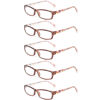 Picture of Kerecsen Reading Glasses 5 Pairs Fashion Ladies Readers Spring Hinge with Pattern Print Eyeglasses for Women (5 Pack Brown, 5.0)