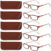 Picture of Kerecsen Reading Glasses 5 Pairs Fashion Ladies Readers Spring Hinge with Pattern Print Eyeglasses for Women (5 Pack Brown, 5.0)