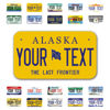 Picture of InkMyPlate Personalized Alaska Mini License Plate | Choose from 50 States | Moto 7x4 in | Custom License Plate for Kids Power Wheels | Golf Cart, Motorcycle, Moped, Wagons, ATV | Aluminum