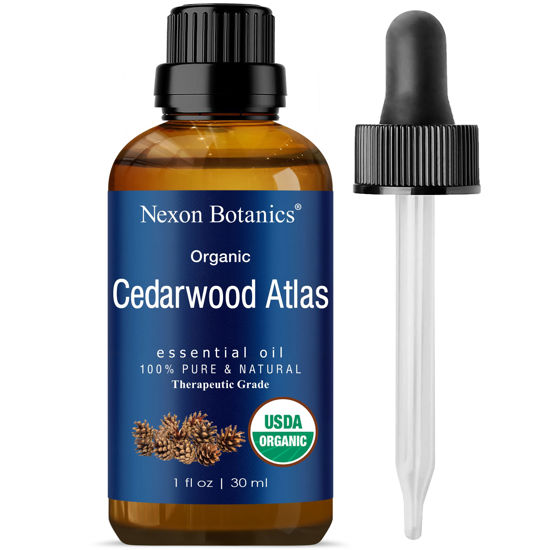 Picture of Organic Cedarwood Essential Oil 30 ml - Natural Pure Cedarwood Oil for Diffuser, Aromatherapy - Cedar Wood Essential Oil - Soothes Sore Muscles - Skin Use and Hair Care - Nexon Botanics.