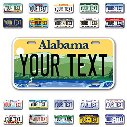 Picture of InkMyPlate Personalized Alabama Car License Plate | Choose from All 50 Sates | 6x12 Inch | Custom Alabama Plate for Front of Car | Personalized Custom Car Tags | Made in USA .040 Aluminum