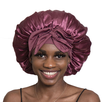 Picture of Bonnet Queen Satin Bonnet Silk Bonnet for Sleeping Hair Bonnet Adjustable Bonnet Sleep Bonnet Night Cap for Women Natural Hair