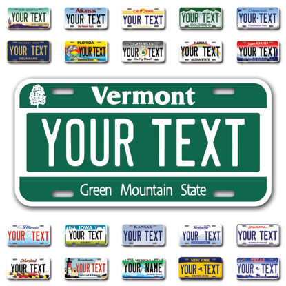 Picture of InkMyPlate Personalized Vermont Car License Plate | Choose from All 50 Sates | 6x12 Inch | Custom Vermont Plate for Front of Car | Personalized Custom Car Tags | Made in USA .040 Aluminum