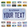 Picture of InkMyPlate Personalized Kansas Mini License Plate | Choose from 50 States | Bike 6x3 in | Custom License Plate for Kids Power Wheels | Golf Cart, Motorcycle, Moped, Wagons, ATV | Aluminum