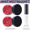 Picture of Red Holographic Chunky Glitter Cosmetic Body Hair Face Eye Nail for Festival Carnival Concert Party Beauty Rave Accessories Different Sizes&Shapes 2 Pots （14g/0.5oz）+ Quick Dry Primer Glue Gel(5ml)