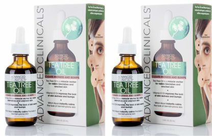 Picture of Advanced Clinicals Tea Tree Oil Facial Skin Care Serum Spot Treatment Targets Redness, Bumps, Acne, & Dry Itchy Skin - Pure Tea Tree W/ Vitamin E, Witch Hazel, & Sunflower Extract, 1.8 Fl Oz (2-Pack)