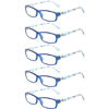 Picture of Kerecsen 5 Pairs Fashion Ladies Reading Glasses Spring Hinge Pattern Design Readers, 5 Pack Blue, Medium