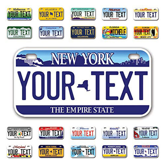 Picture of InkMyPlate Personalized New York Empire Mini License Plate | Choose from 50 States | Bike 6x3 in | Custom License Plate for Kids P 6inchX3inch