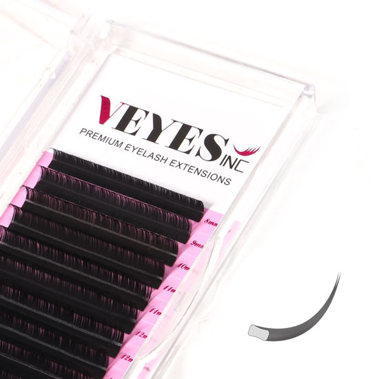 Picture of VEYES INC Flat Lashes Eyelash Extensions Supplies Mixed Tray 0.2 D Curl 8-16mm Soft and Light Individual Lash Extension