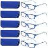 Picture of Reading Glasses 5 Pairs Fashion Ladies Readers Spring Hinge with Pattern Print Eyeglasses for Women (5 Pack Blue, 4.5)