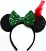 Picture of CLGIFT Peter Pan Ears, Neverland Mickey Ears, green blue minnie ears, Rainbow Sparkle Mouse Ears,Classic Red Sequin Minnie Ears (Peter Pan)