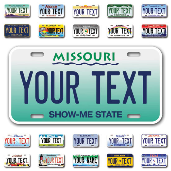 GetUSCart InkMyPlate Personalized Missouri Blue Car License Plate