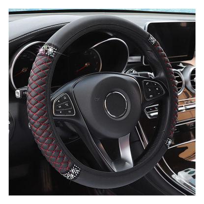 15''/37-38cm Car SUV PU Leather Diamond Steering Wheel Cover Universal Parts