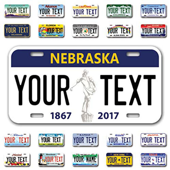 Picture of InkMyPlate Personalized Nebraska Car License Plate | Choose from All 50 Sates | 6x12 Inch | Custom Nebraska License Plate for Front of Car | Personalized Custom Car Tags | Made in USA .040 Aluminum