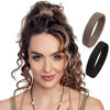 Picture of PONY-O Revolutionary Hair Tie Alternative Ponytail Holders - 2 Pack Black and Light Brown Original Patented Hair Styling Accessories - Small PONY-O for Very Fine Hair or Sections of Hair