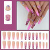 Picture of Ombre Purple Press on Nails Extra Long Coffin,Xcreando Matte Nude Acrylic Nails Press on Butterfly Pattern Full Cover Fake Nails With Nail Glue 24 Pieces