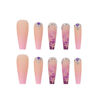 Picture of Ombre Purple Press on Nails Extra Long Coffin,Xcreando Matte Nude Acrylic Nails Press on Butterfly Pattern Full Cover Fake Nails With Nail Glue 24 Pieces