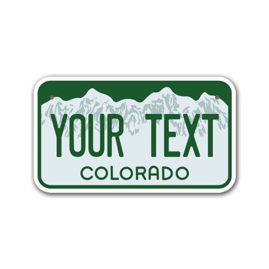 Picture of InkMyPlate Personalized Colorado Mini License Plate | Choose from 50 States | Moto 7x4 | Custom License Plate for Kids Power Wheels | Golf Cart, Motorcycle, Wagons, Moped ATV | Aluminum, 7inchX4inch