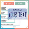 Picture of InkMyPlate Personalized Kansas Mini License Plate | Choose from 50 States | Moto 7x4 | Custom License Plate for Kids Power Wheels | Golf Cart, Motorcycle, Wagons, Moped ATV | Aluminum Made USA