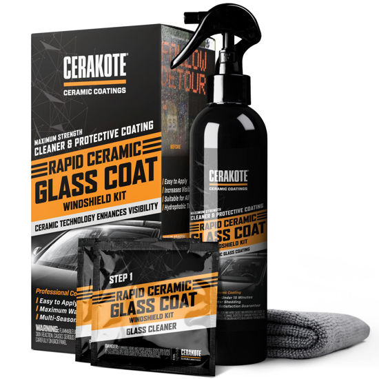 Picture of CERAKOTE Rapid Ceramic Glass Coat Windshield Kit (8oz Bottle)- Max Strength Rain Repelling Coating - Easy to Apply - Includes Glass Cleaner - Long Lasting Ceramic Formula - Maximum Water Shedding