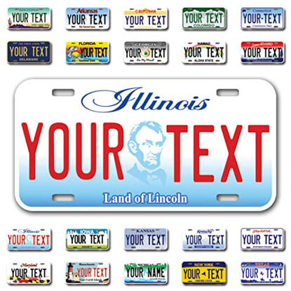 Picture of InkMyPlate Personalized Illinois Car License Plate | Choose from All 50 Sates | 6x12 Inch | Custom Illinois License Plate for Front of Car | Personalized Custom Car Tags | USA .040 Aluminum