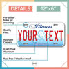 Picture of InkMyPlate Personalized Illinois Car License Plate | Choose from All 50 Sates | 6x12 Inch | Custom Illinois License Plate for Front of Car | Personalized Custom Car Tags | USA .040 Aluminum