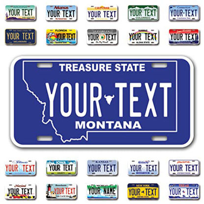 Picture of InkMyPlate Personalized Montana Car License Plate | Choose from All 50 Sates | 6x12 Inch | Custom Montana License Plate for Front of Car | Personalized Custom Car Tags | Made in USA 040 Aluminum