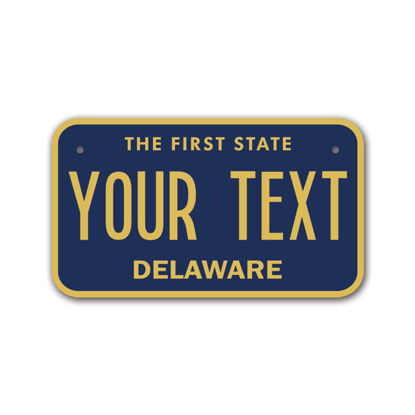 Picture of InkMyPlate Personalized Delaware Mini License Plate | Choose from 50 States |Custom License Plate for Kids Power Wheels | Golf Cart, Motorcycle, Wagons, Moped ATV | Aluminum Made in USA 7*4inch