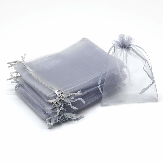 Picture of Dealglad® 50pcs Drawstring Organza Jewelry Candy Pouch Christmas Wedding Party Favor Gift Bags (7x9", Gray)