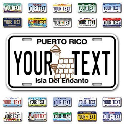 Picture of InkMyPlate Personalized Puerto Rico Car License Plate | Choose from All 50 Sates | 6x12 Inch | Custom Puerto Rico Plate for Front of Car | Personalized Custom Car Tags | Made in USA .040 Aluminum