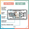 Picture of InkMyPlate Personalized Puerto Rico Car License Plate | Choose from All 50 Sates | 6x12 Inch | Custom Puerto Rico Plate for Front of Car | Personalized Custom Car Tags | Made in USA .040 Aluminum