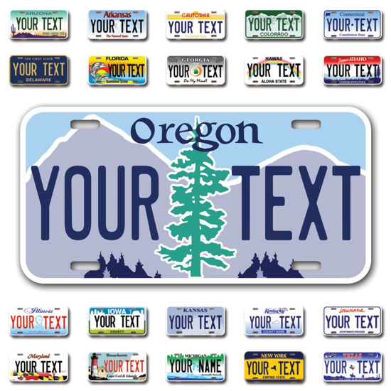 Picture of InkMyPlate Personalized Oregon Car License Plate | Choose from All 50 Sates | 6x12 Inch | Custom Oregon Plate for Front of Car | Personalized Custom Car Tags | Made in USA .040 Aluminum