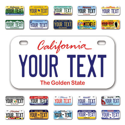 Picture of InkMyPlate Personalized California Mini License Plate | Choose from 50 States | Bike 6x3 in | Custom License Plate for Kids Power Wheels | Golf Cart, Motorcycle, Moped, Wagons, ATV | Aluminum