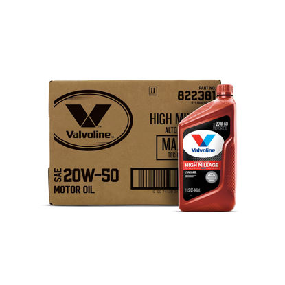 Picture of Valvoline High Mileage with MaxLife Technology SAE 20W-50 Synthetic Blend Motor Oil 1 QT, Case of 6