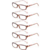 Picture of Reading Glasses 5 Pairs Fashion Ladies Readers Spring Hinge with Pattern Print Eyeglasses for Women (5 Pack Purple, 3.5)