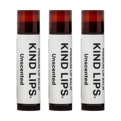 Picture of Kind Lips Lip Balm, Nourishing Soothing Lip Moisturizer for Dry Cracked Chapped Lips, Made in Usa With 100% Natural USDA Organic Ingredients, Unscented Flavor, Pack of 3